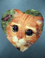 Пазл с котом,  форма "Сердце" 19*19 см,  75 элементов