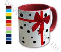 Красная чашка - с цветной ручкой и цветная внутри - с нанесением изображения